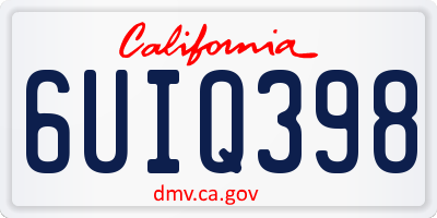 CA license plate 6UIQ398