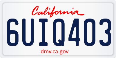 CA license plate 6UIQ403