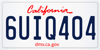 CA license plate 6UIQ404