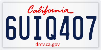CA license plate 6UIQ407