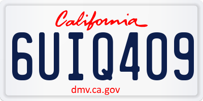 CA license plate 6UIQ409
