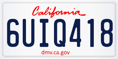 CA license plate 6UIQ418