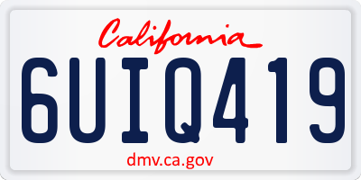 CA license plate 6UIQ419