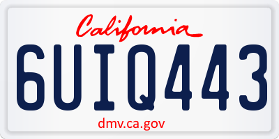 CA license plate 6UIQ443