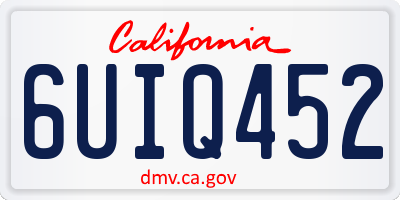CA license plate 6UIQ452