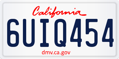 CA license plate 6UIQ454