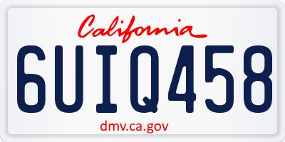 CA license plate 6UIQ458