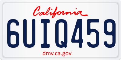 CA license plate 6UIQ459