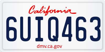CA license plate 6UIQ463