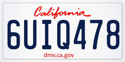 CA license plate 6UIQ478