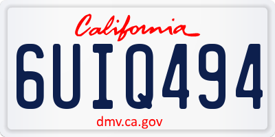 CA license plate 6UIQ494