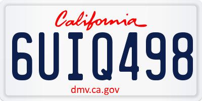 CA license plate 6UIQ498