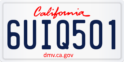 CA license plate 6UIQ501
