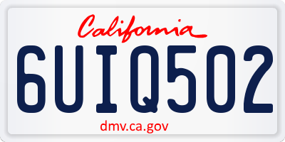CA license plate 6UIQ502