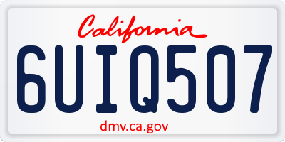 CA license plate 6UIQ507