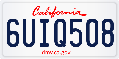 CA license plate 6UIQ508