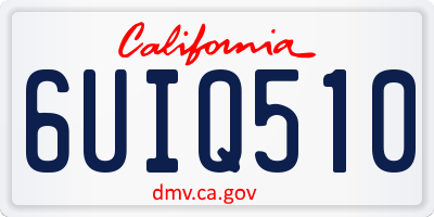 CA license plate 6UIQ510