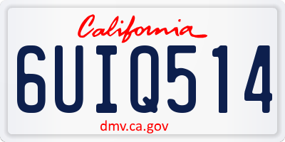 CA license plate 6UIQ514