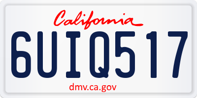 CA license plate 6UIQ517