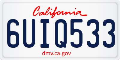 CA license plate 6UIQ533