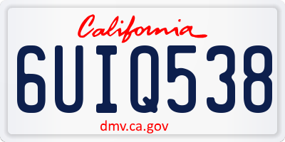 CA license plate 6UIQ538