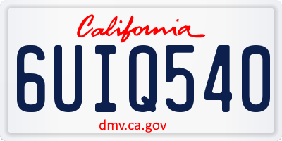 CA license plate 6UIQ540