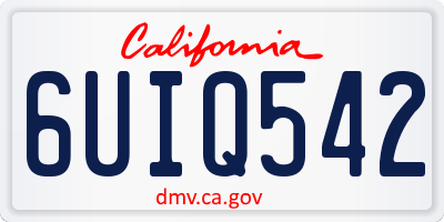 CA license plate 6UIQ542