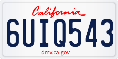 CA license plate 6UIQ543