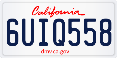CA license plate 6UIQ558