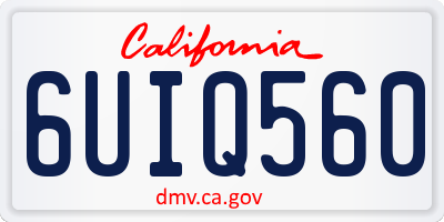 CA license plate 6UIQ560