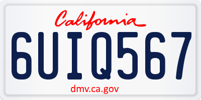 CA license plate 6UIQ567