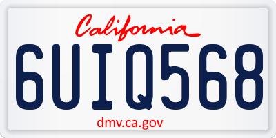 CA license plate 6UIQ568