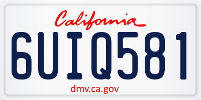 CA license plate 6UIQ581