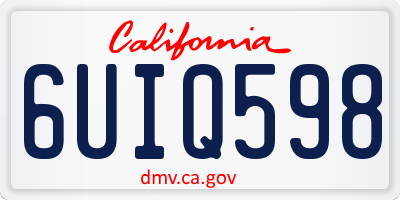 CA license plate 6UIQ598