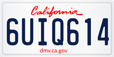 CA license plate 6UIQ614