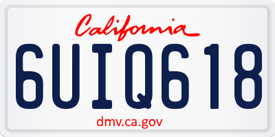 CA license plate 6UIQ618