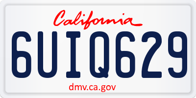CA license plate 6UIQ629
