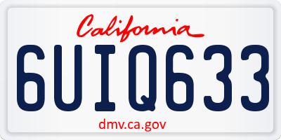 CA license plate 6UIQ633