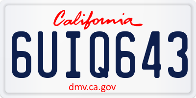 CA license plate 6UIQ643