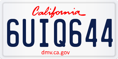 CA license plate 6UIQ644