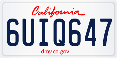 CA license plate 6UIQ647