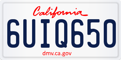 CA license plate 6UIQ650
