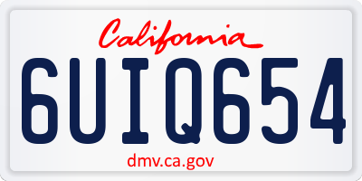 CA license plate 6UIQ654