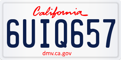 CA license plate 6UIQ657