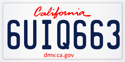 CA license plate 6UIQ663