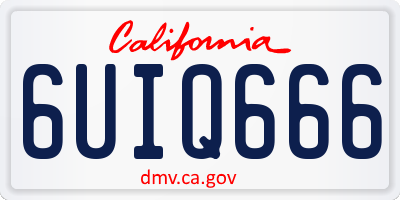 CA license plate 6UIQ666
