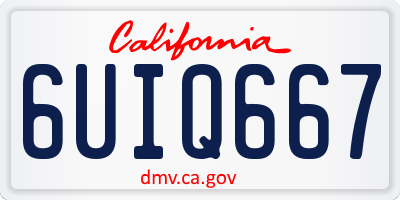 CA license plate 6UIQ667