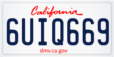 CA license plate 6UIQ669