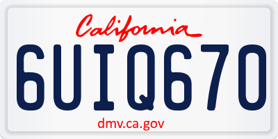 CA license plate 6UIQ670