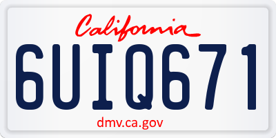 CA license plate 6UIQ671